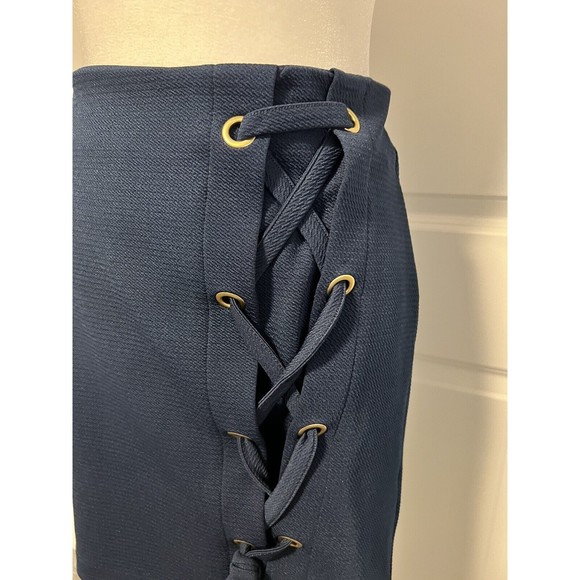 Kensie Mini Tie Shift Navy Skirt Size Medium - Picture 6 of 11